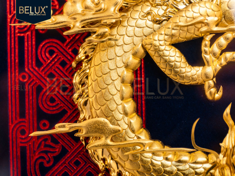 Tranh Thiên Long Bích Vân Dát Vàng 24k 34x27cm